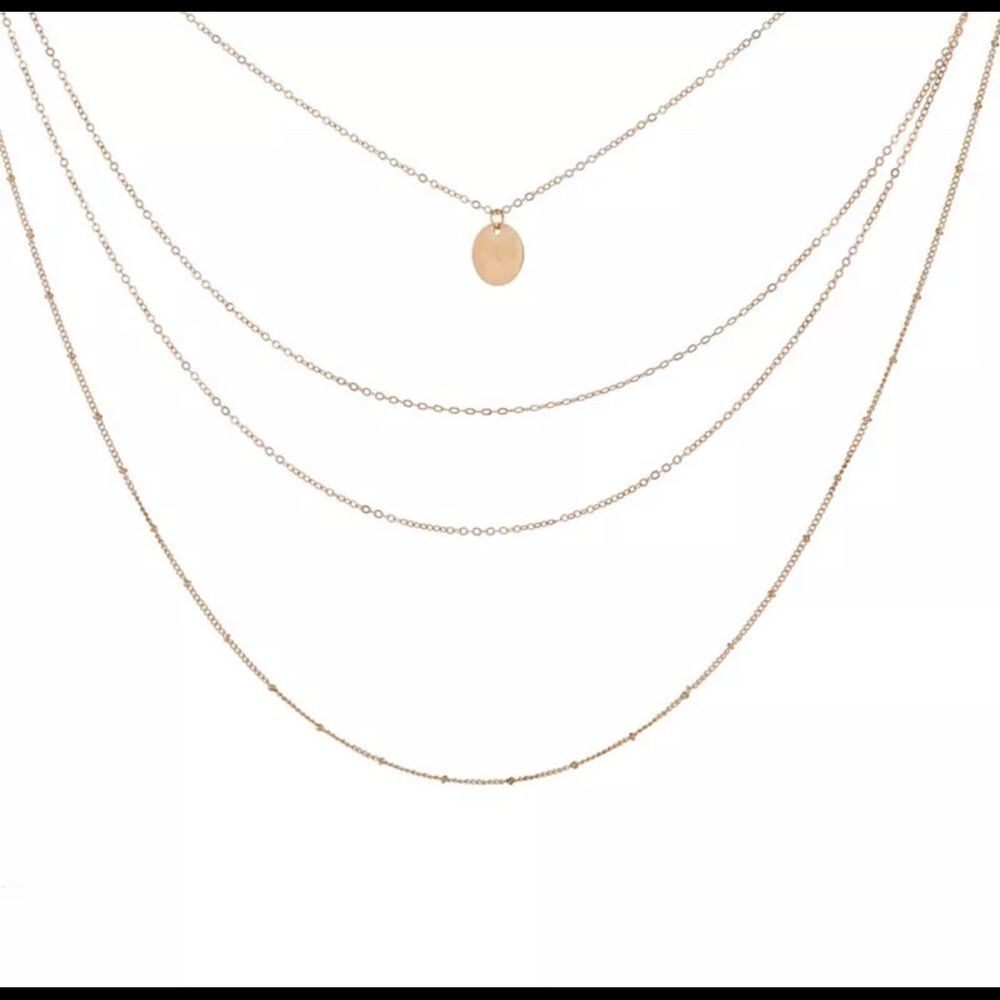 Gold Tone Multi Layer Coin Necklace